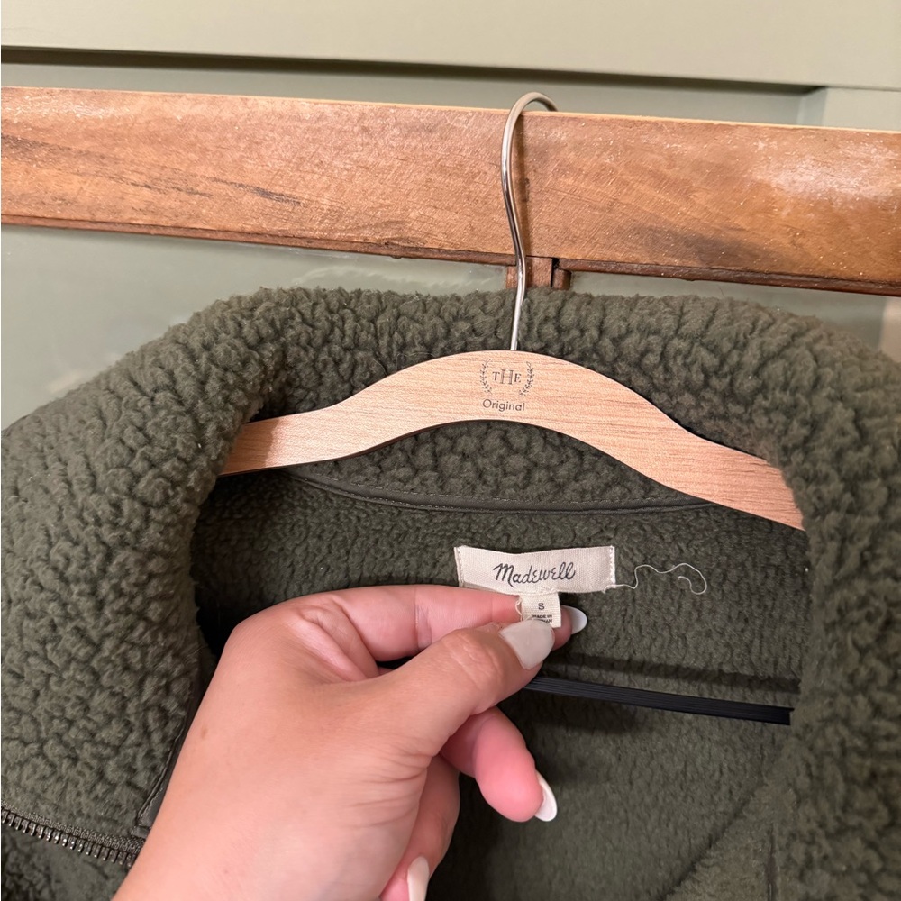 Madewell Green 1/4 Zip Sherpa Pullover | Size S - Picture 2 of 3